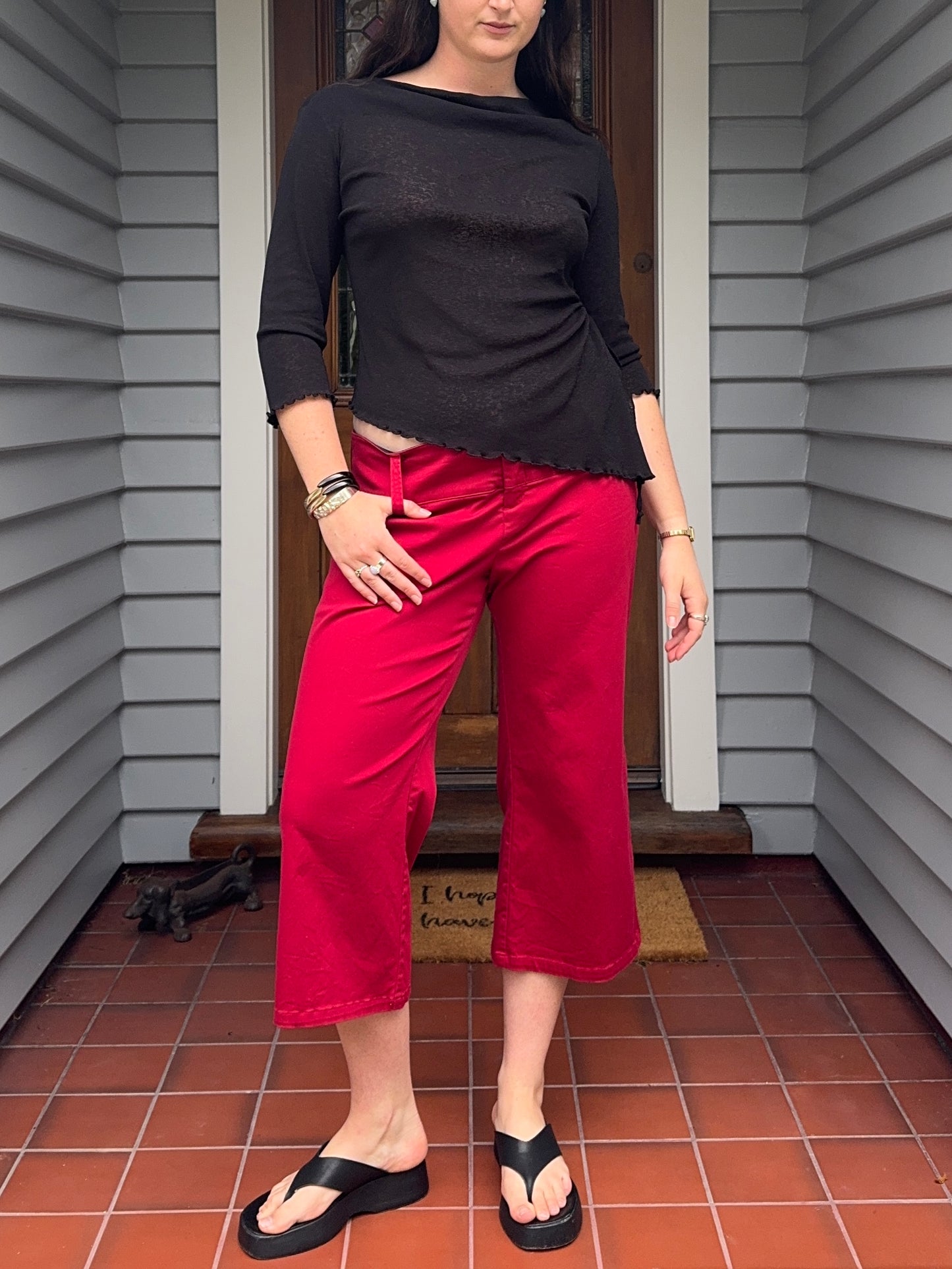 Vintage Glassons Red Capris | Size 14-16