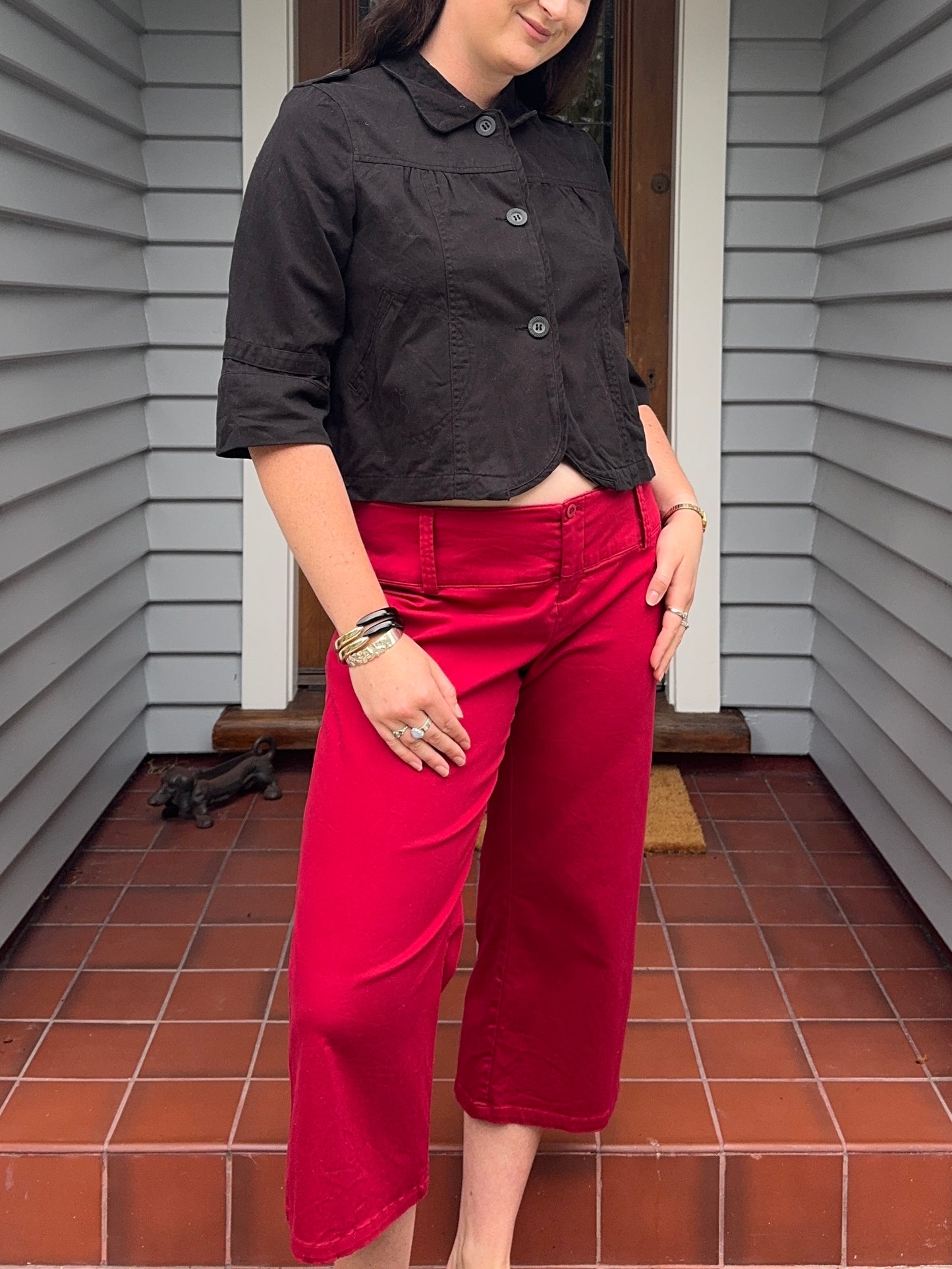 Vintage Glassons Red Capris | Size 14-16