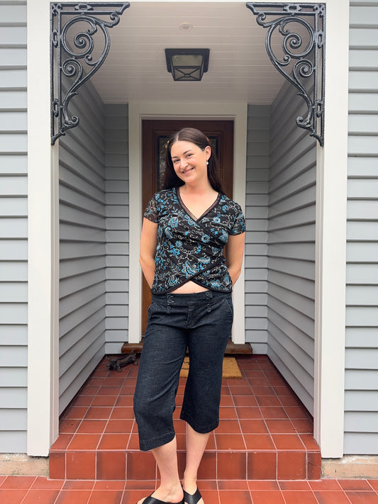 Floral Cross-over Blouse | Size Medium