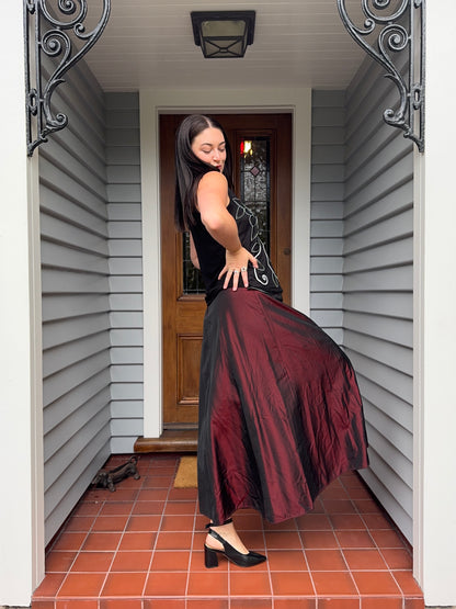 Red Iridescent Maxi Skirt | Size 10