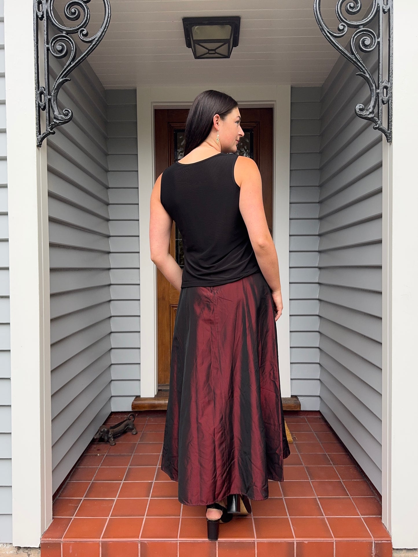 Black Floral Mesh Top With Beading | Size 12-16