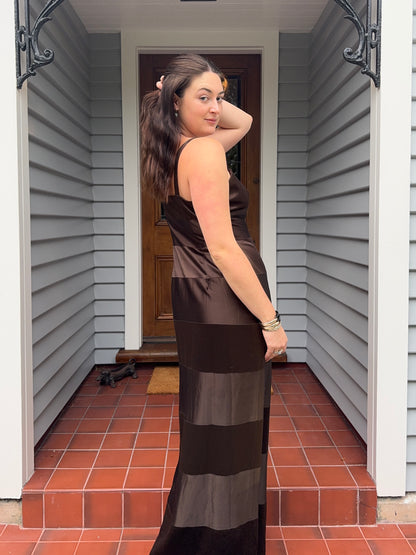 Vintage Brown Maxi Dress | Size 14