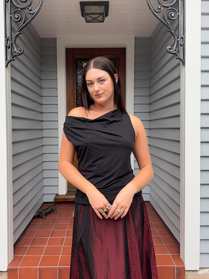 Black Cowl-Neck Top With Jewels | Size 14-16