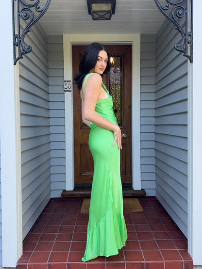 Silky Green Maxi Dress | Size 8-10