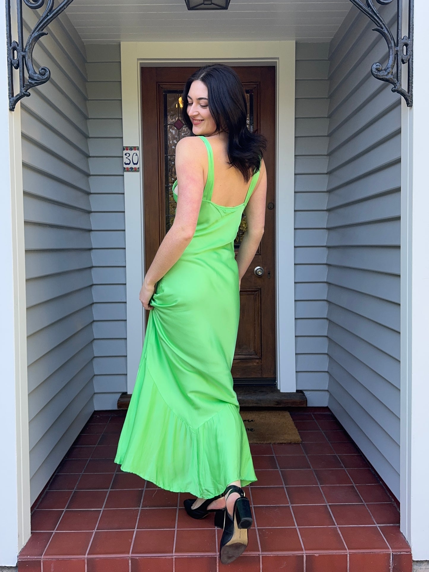 Silky Green Maxi Dress | Size 8-10