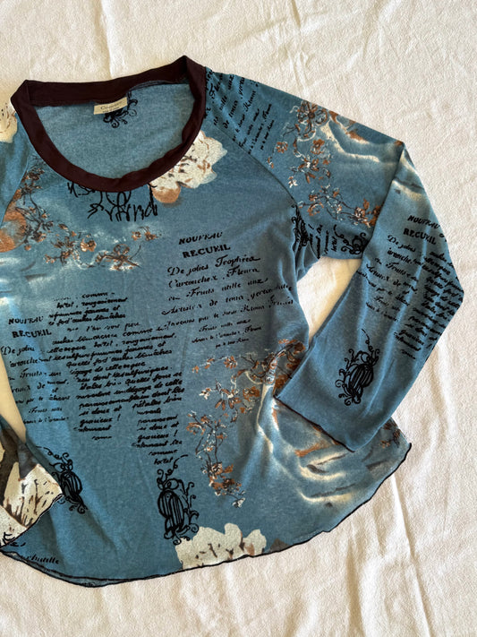 Blue/Brown Graphic Top | Size XL