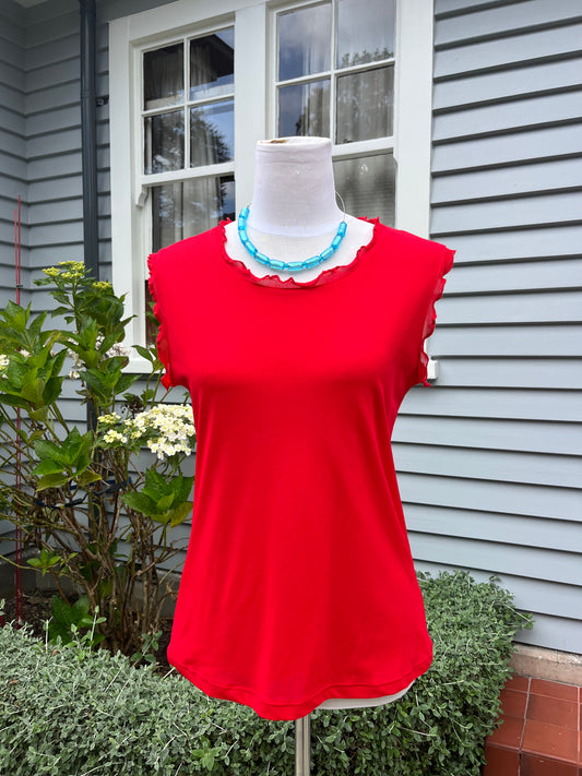 Bright Red Singlet with Frills | Size 12