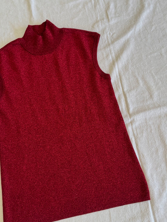 Red Sparkly Halter Top | Size S