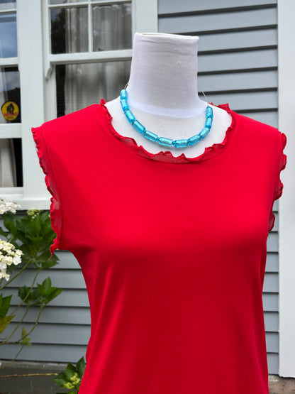 Bright Red Singlet with Frills | Size 12