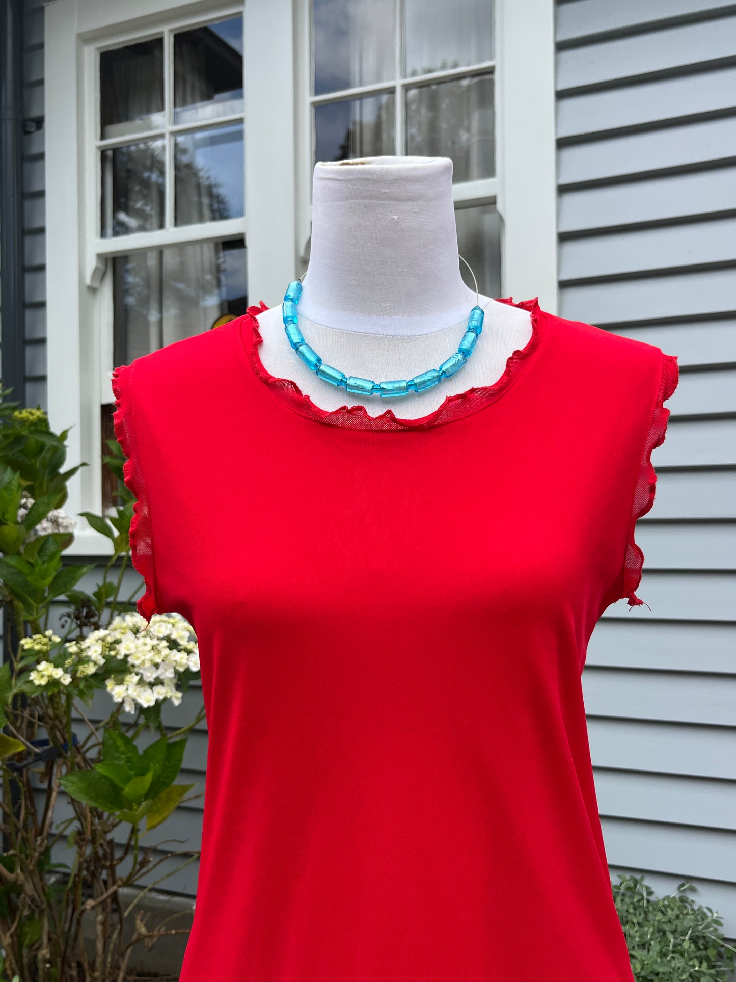 Bright Red Singlet with Frills | Size 12