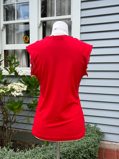 Bright Red Singlet with Frills | Size 12