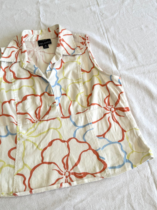 Flower Button-Up Blouse | Size 16