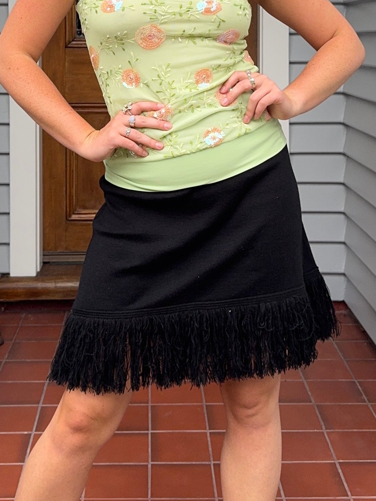 Black Fringe Mini Skirt | One Size