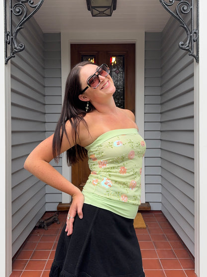 Vintage Green Beaded Boob-Tube | Size 8