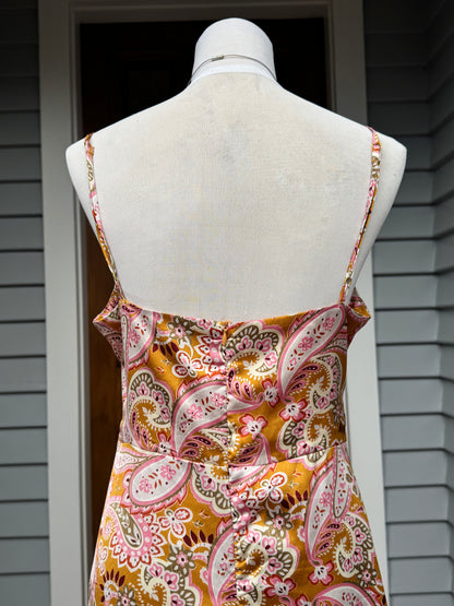 Patterned Cut-Out Midi Dress | Size 12-14