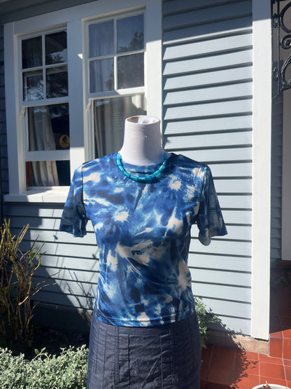 Blue Mesh Crop Top | Size 8