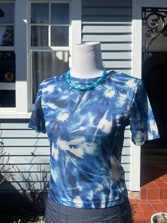 Blue Mesh Crop Top | Size 8
