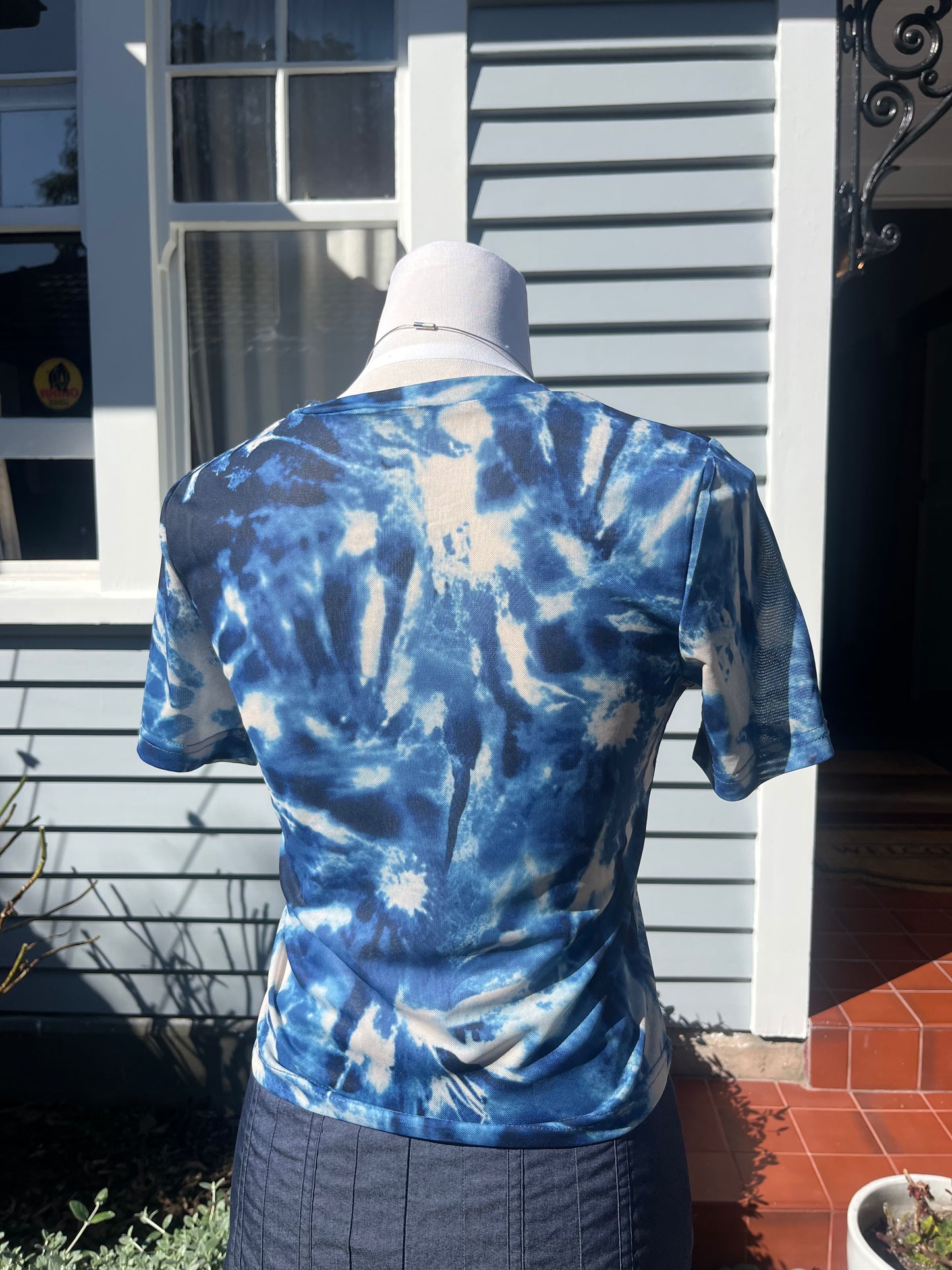 Blue Mesh Crop Top | Size 8