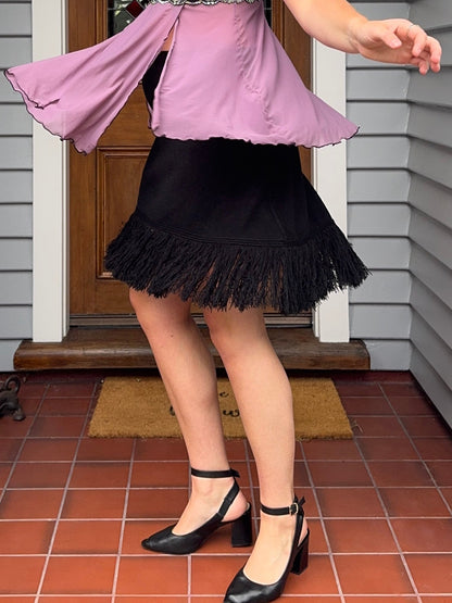 Black Fringe Mini Skirt | One Size