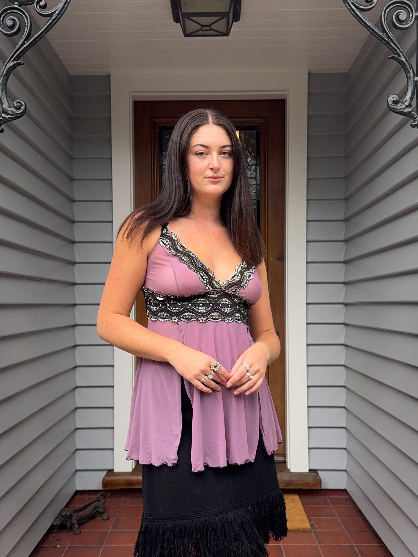 Sheer Purple Lace Cami | Size M-L