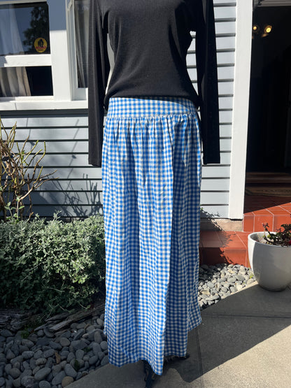 Blue Checkered Maxi Skirt | Size 10