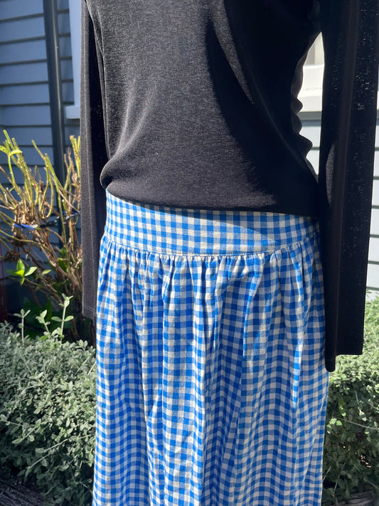Blue Checkered Maxi Skirt | Size 10