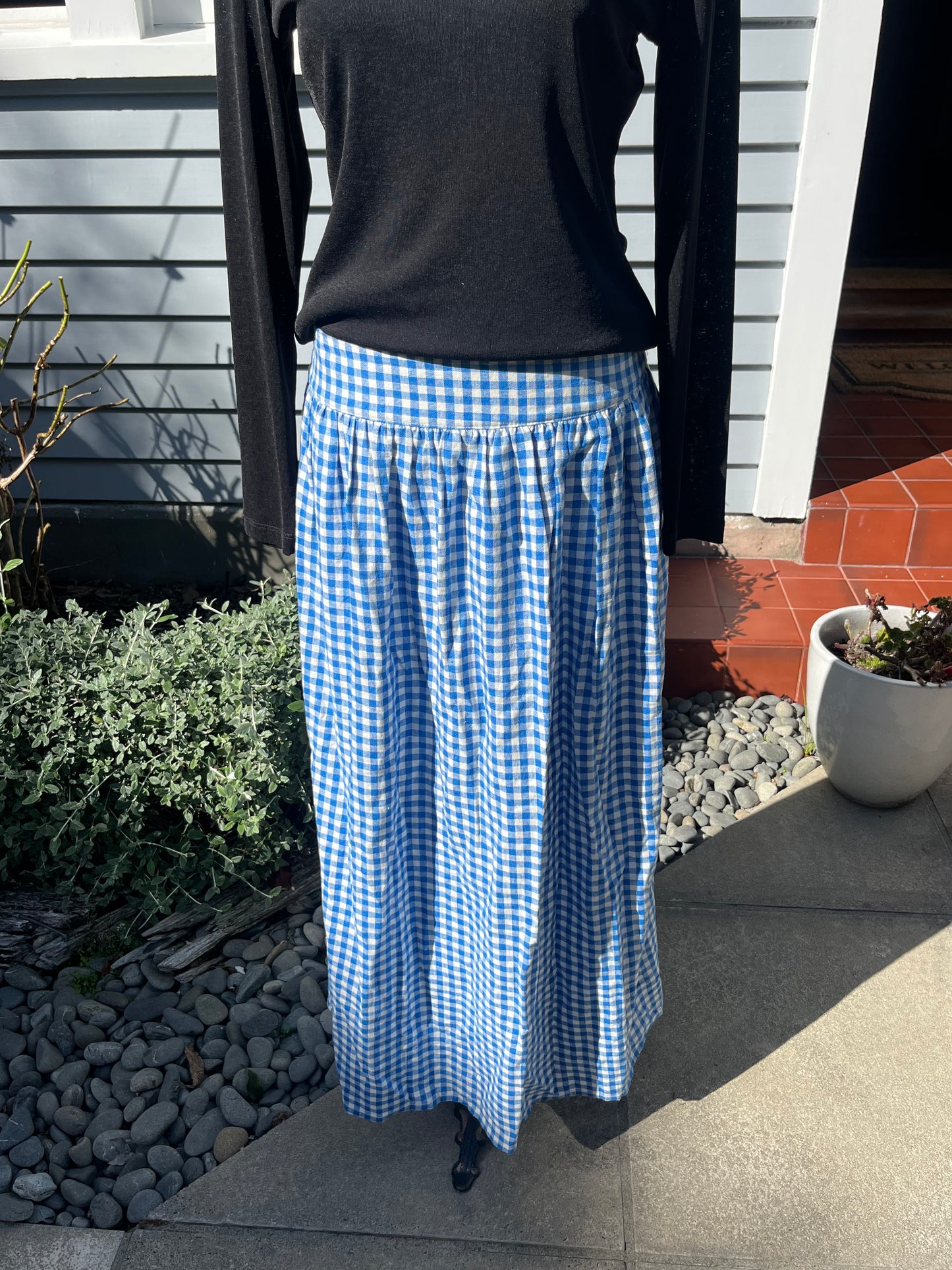Blue Checkered Maxi Skirt | Size 10