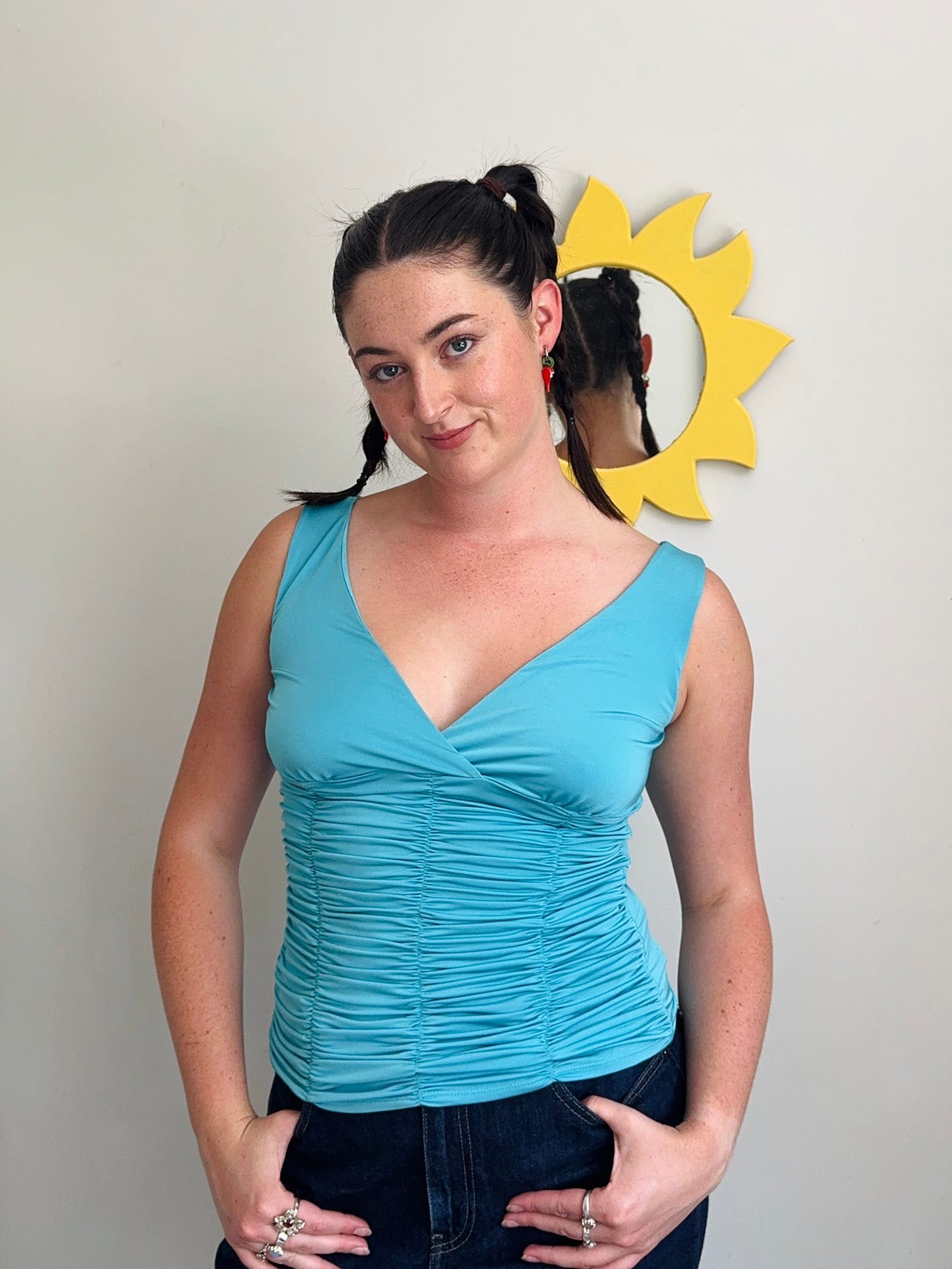 Blue Ruched Singlet | Size 8-12