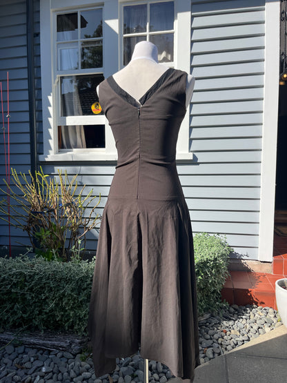 Fitted Brown Midi Dress | Size 8