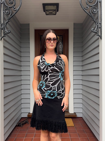 Floral Halter Top With Open Back | Size M