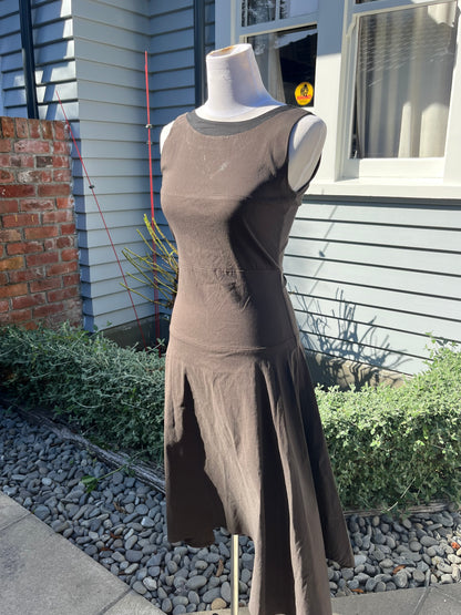 Fitted Brown Midi Dress | Size 8