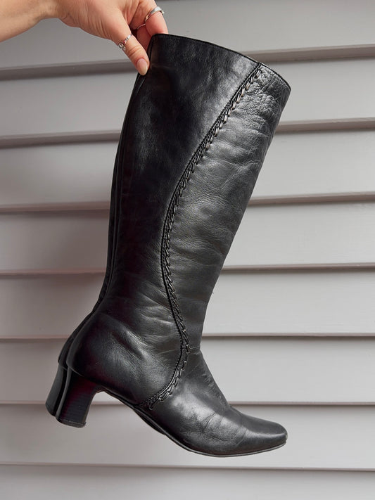 Knee High Leather Boots | Size 8