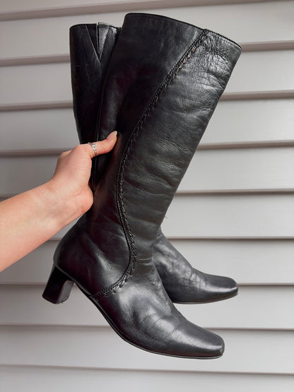 Knee High Leather Boots | Size 8