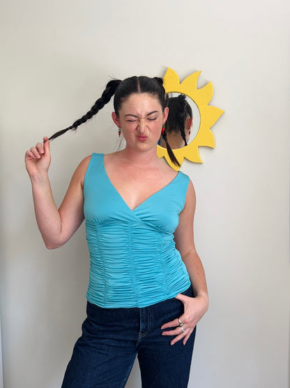 Blue Ruched Singlet | Size 8-12