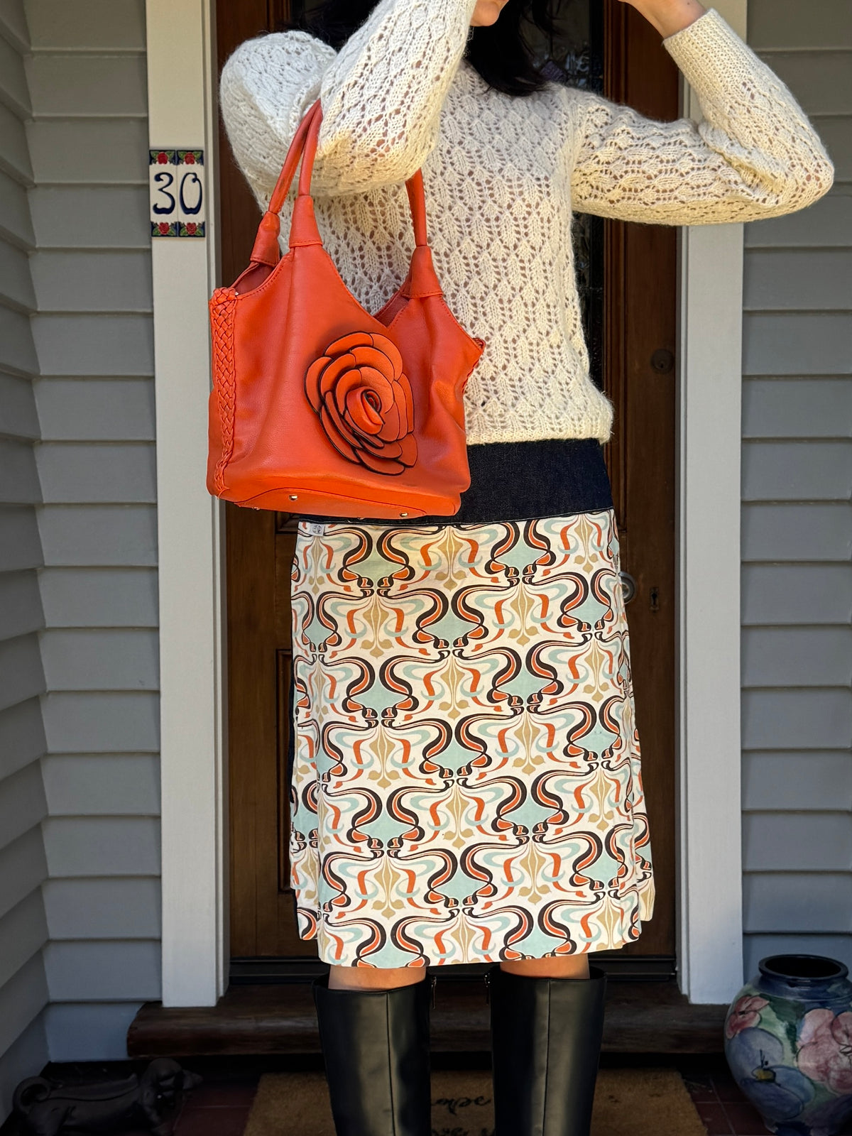 Vintage Denim Midi Skirt | Size 10-12