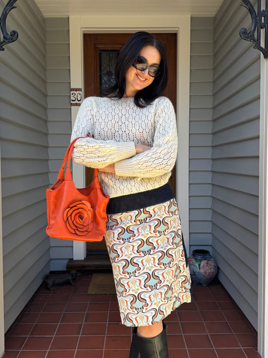Vintage Floral Orange Shoulder Bag