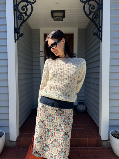 Vintage Denim Midi Skirt | Size 10-12