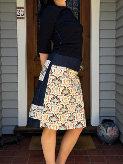 Vintage Denim Midi Skirt | Size 10-12