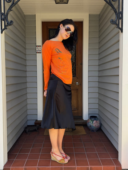 90s Black Midi Skirt | Size 10-12