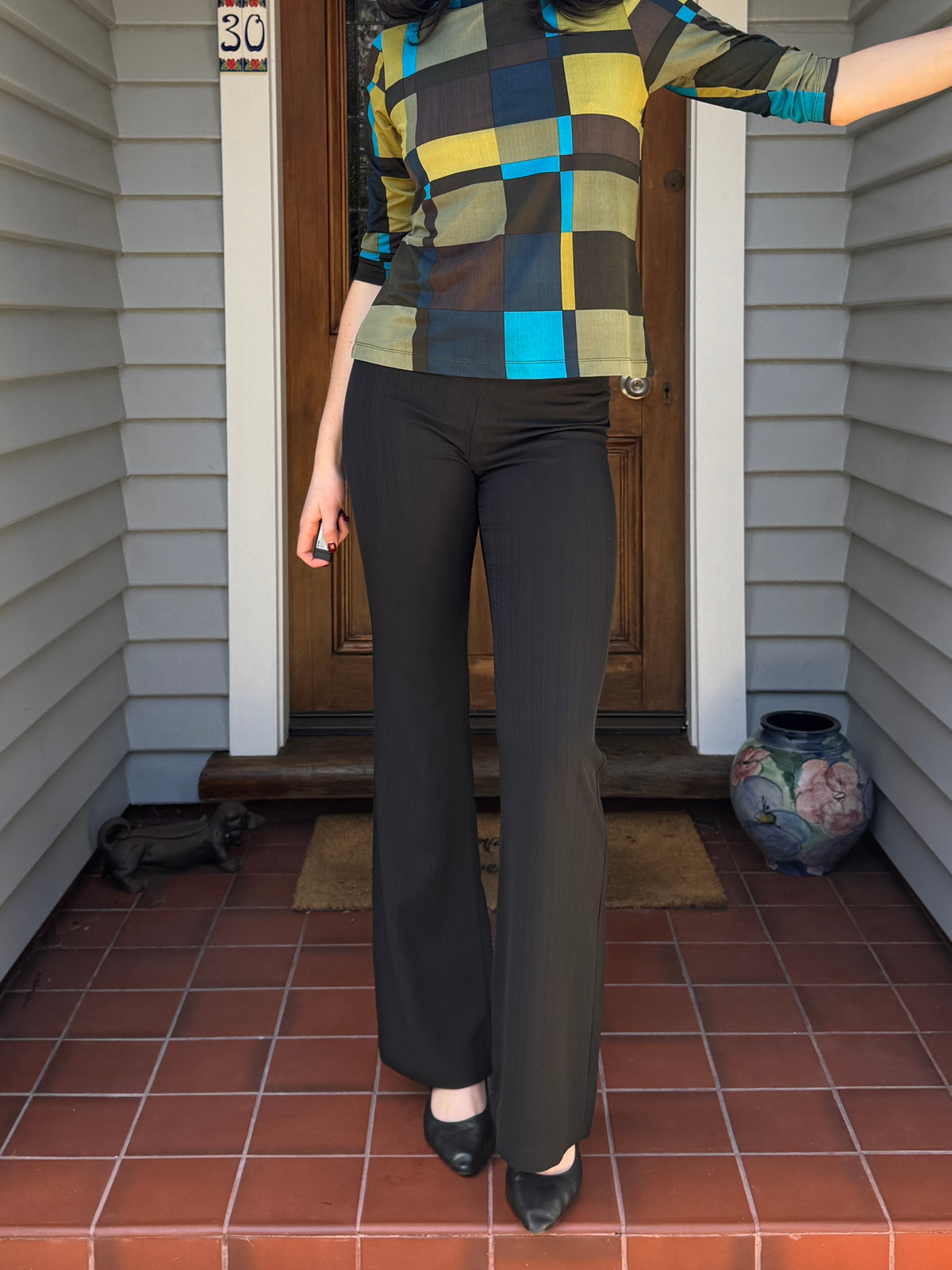 70s Patterned 3/4 Sleeve Top | Size M-L