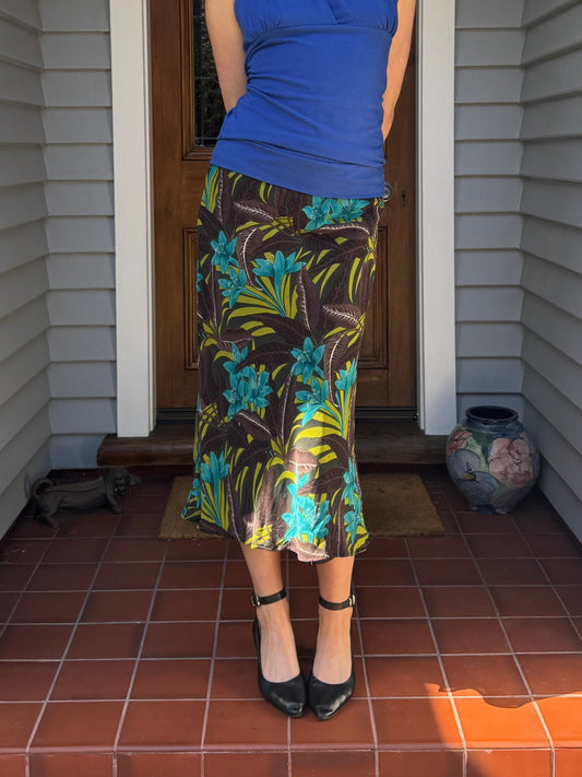 90s Floral Midi Skirt | Size 10