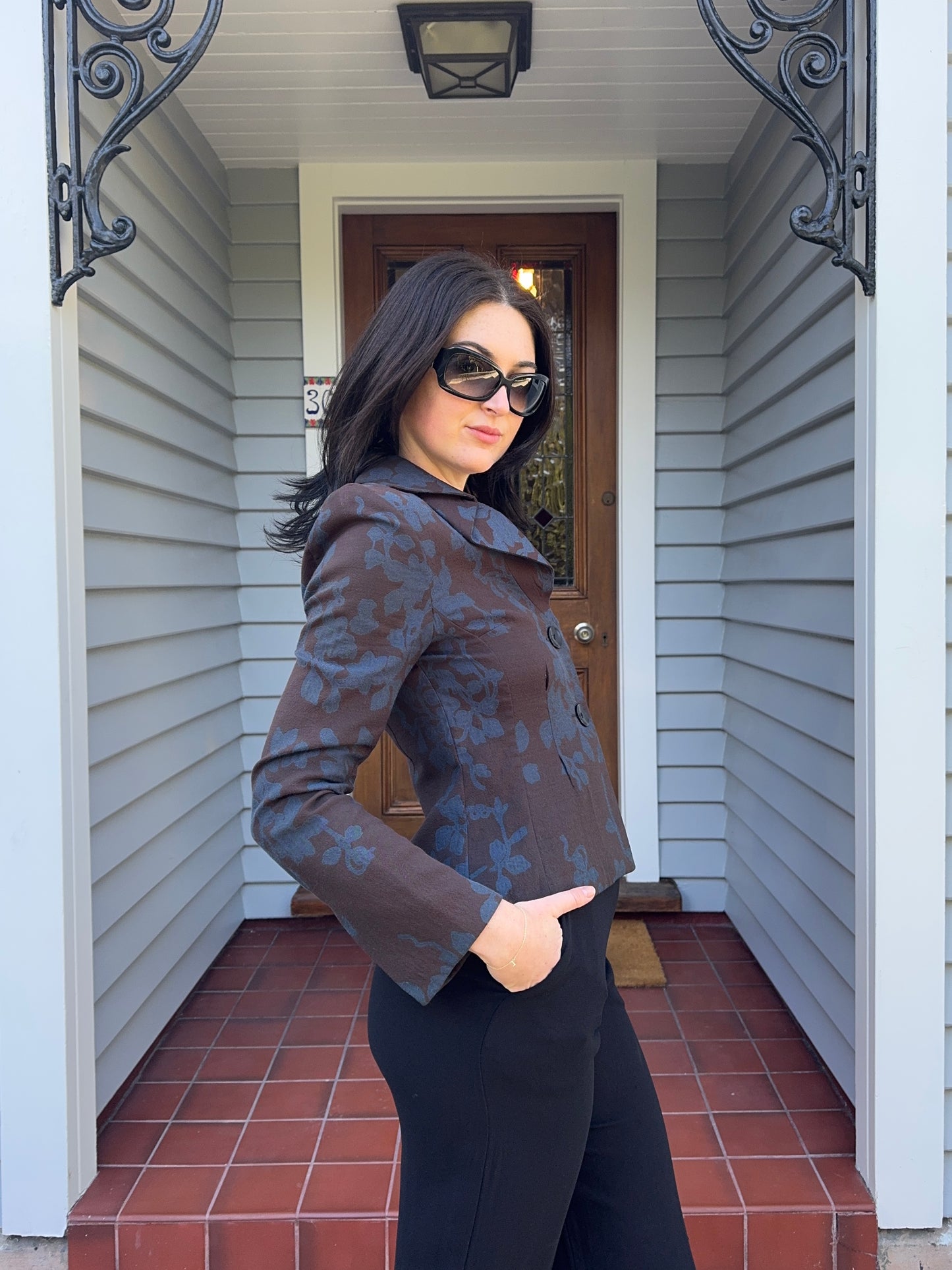 Vintage STAX Brown + Blue Blazer | Size 10