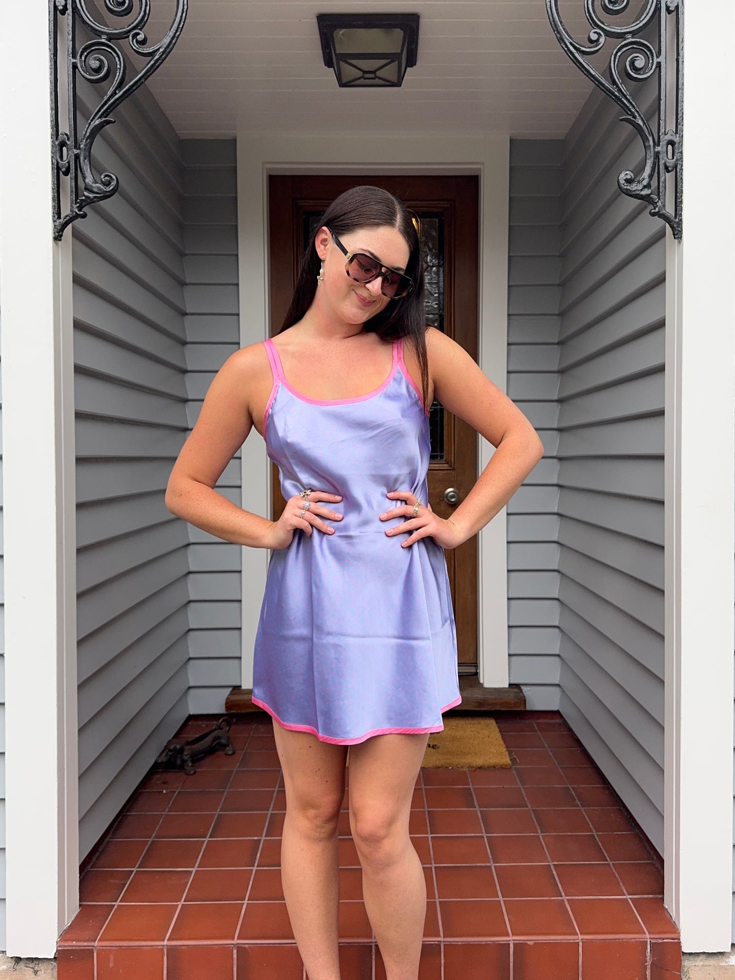 Pink & Purple Polka Dot Slip Dress | Size Small