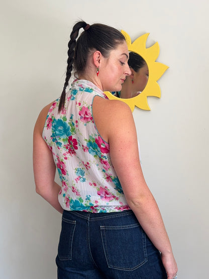 Floral Deep Cowl-Neck Blouse | Size 10