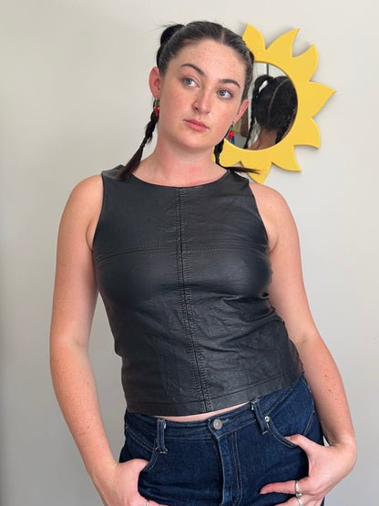Leather Zip-Up Top | Size 10