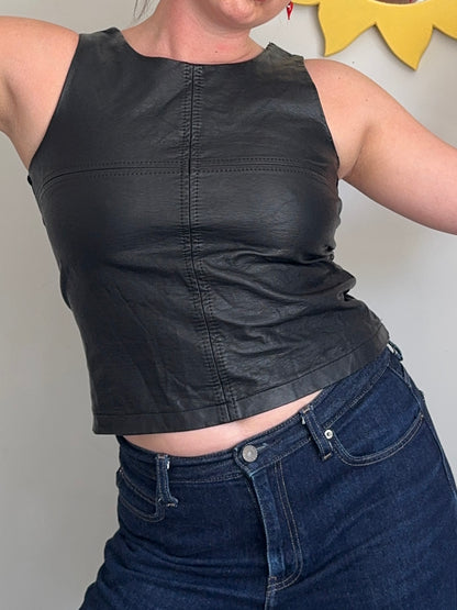 Leather Zip-Up Top | Size 10