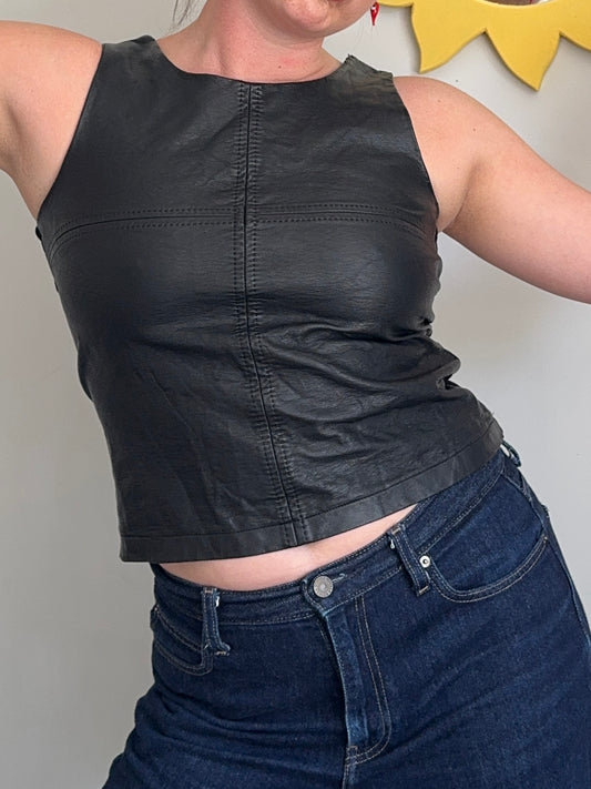 Leather Zip-Up Top | Size 10