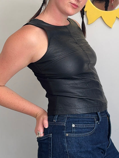 Leather Zip-Up Top | Size 10