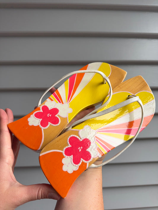 Floral Wooden Sandals | Size 39