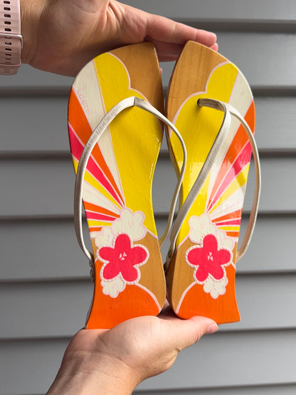 Floral Wooden Sandals | Size 39